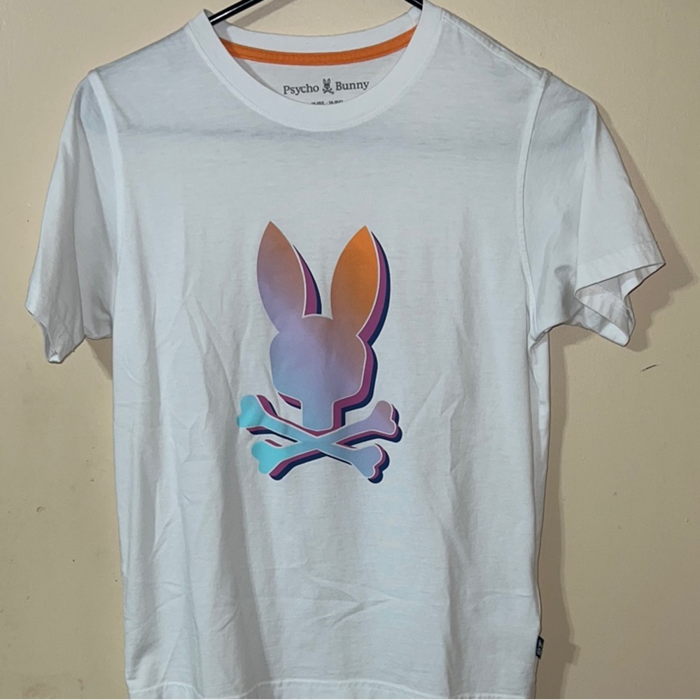 Psycho Bunny White T-Shirt with Colorful Logo Boys Large